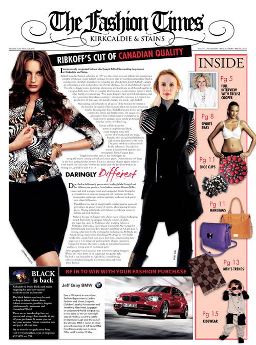 Fashion Times Magazine for Kirkcaldie & Stains